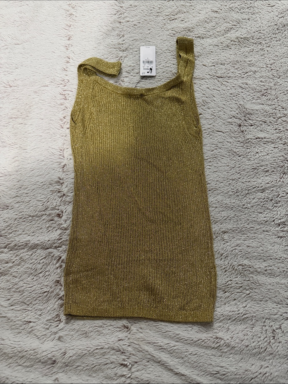 Express Gold Ribbed Metallic Tank - Picture 3 of 3